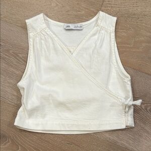 Zara White Wrap Crop Top